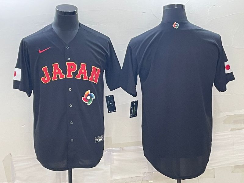 Men 2023 World Cub Japan Blank Black Nike MLB Jersey1